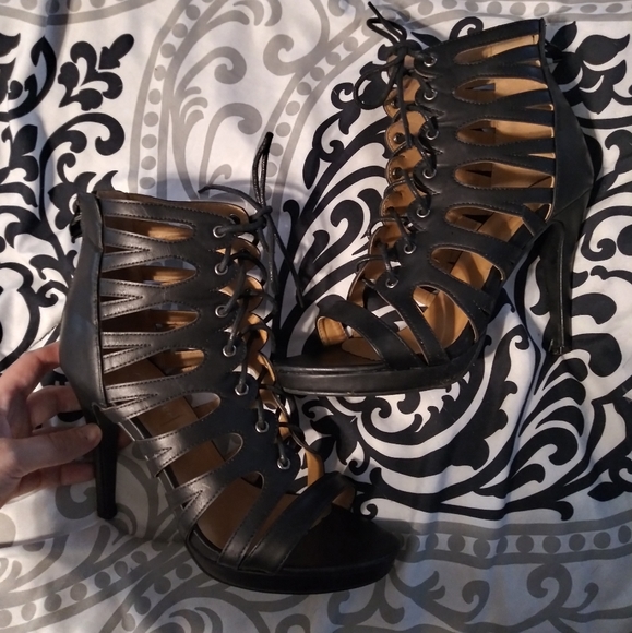Aldo Shoes - Black Lace Up Heels